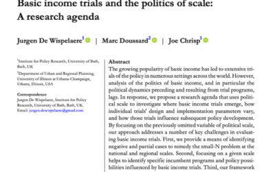 New article: “Basic income trials and the politics of scale: A research agenda”